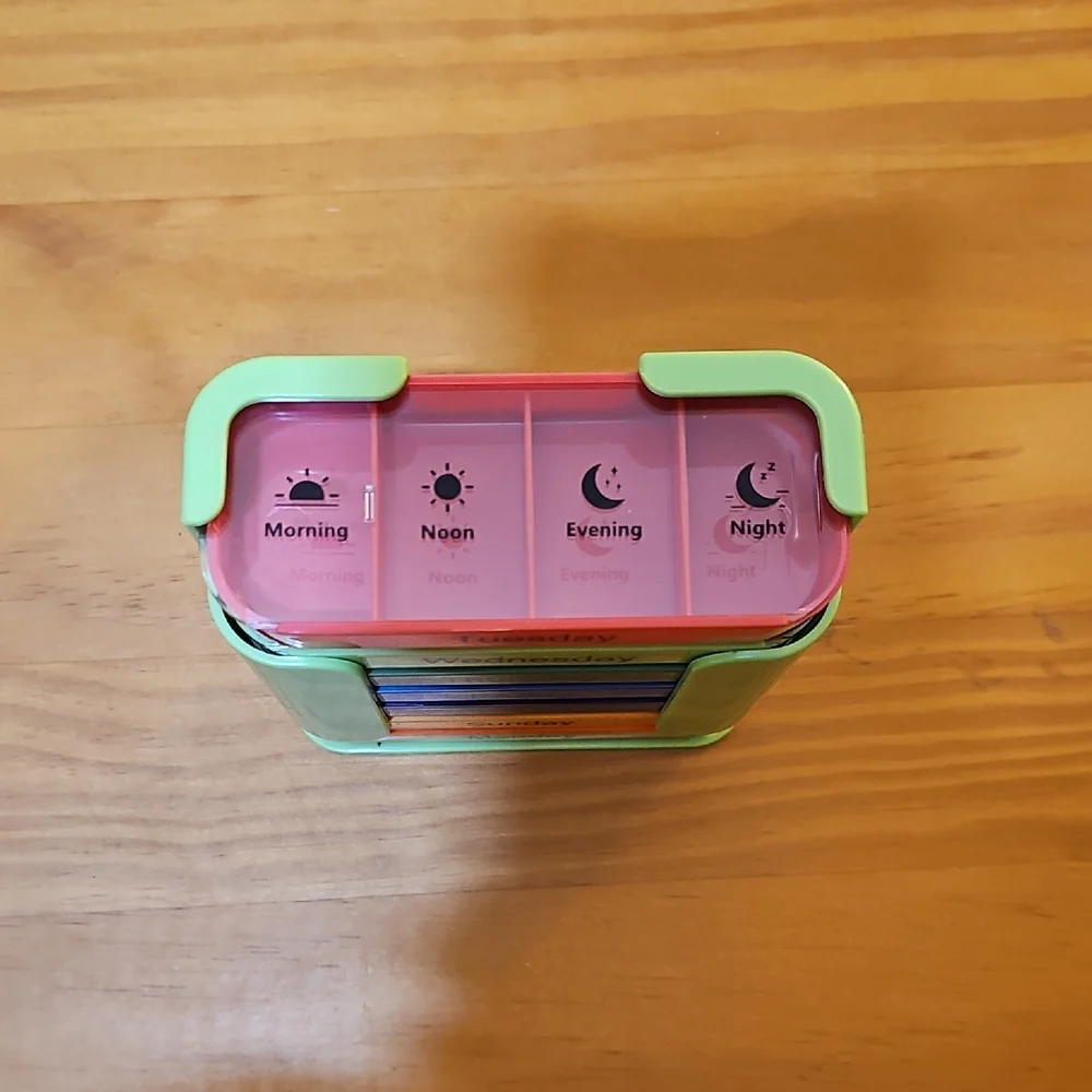 Weekly Pill Organizer with Colorful Compartments